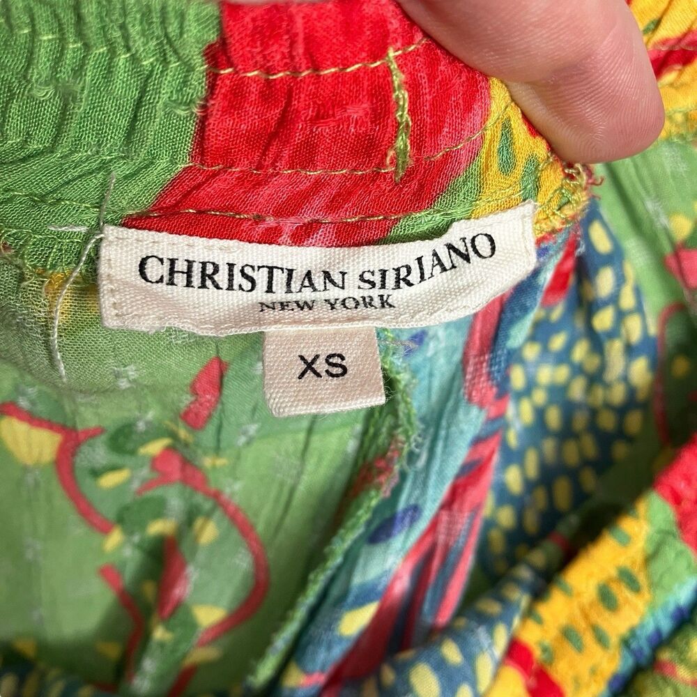 Christian Siriano Pants Womens XS‎ Colorful Floral Wide Leg Crop Pull On Resort - Picture 4 of 16